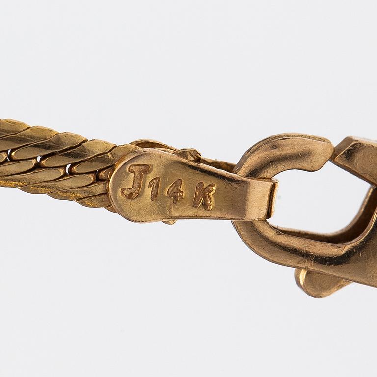 Kaulakoru, 14K kultaa ja timantteja n. 0.23 ct yht.