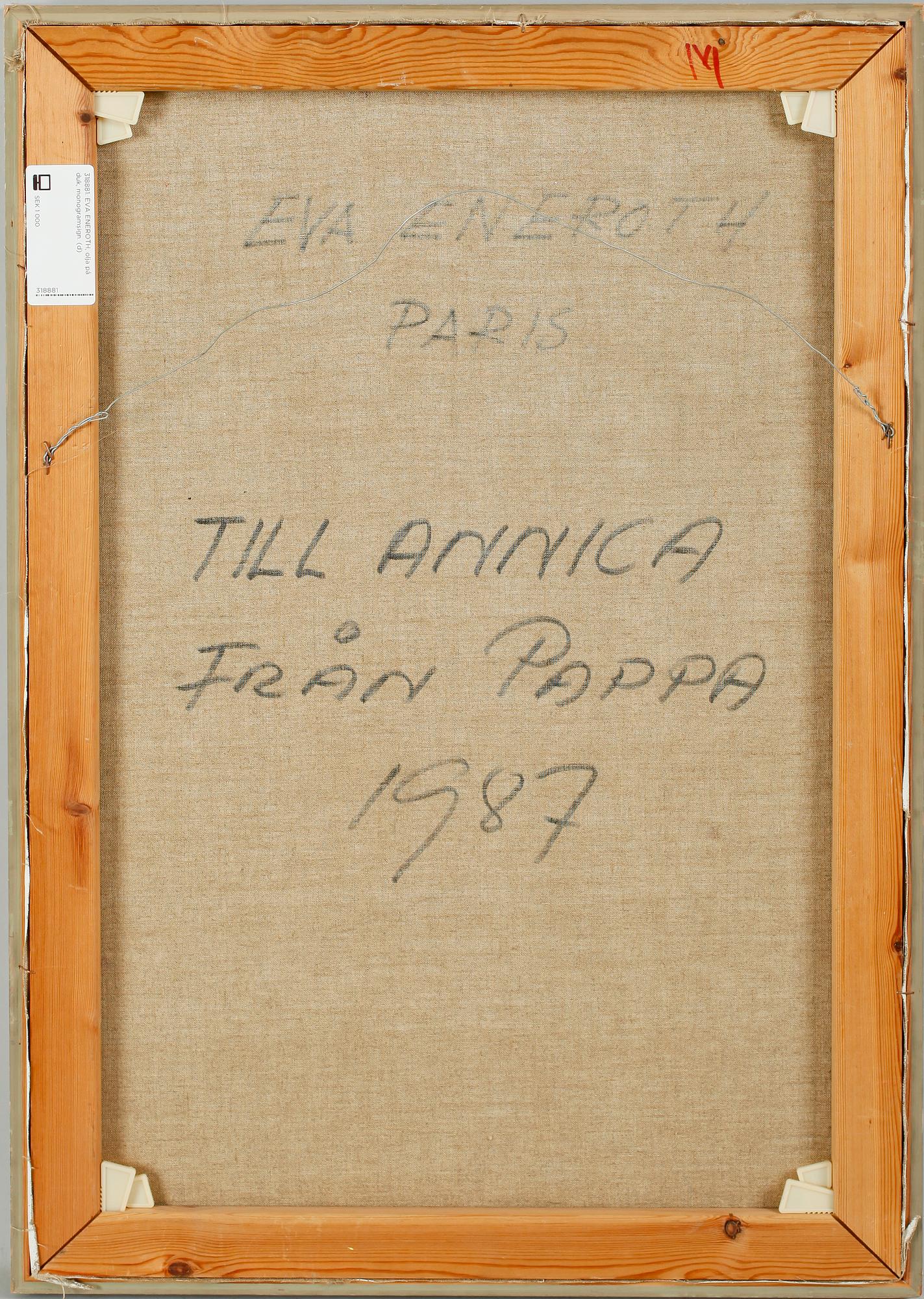 EVA ENEROTH, olja på duk, monogramsign.
