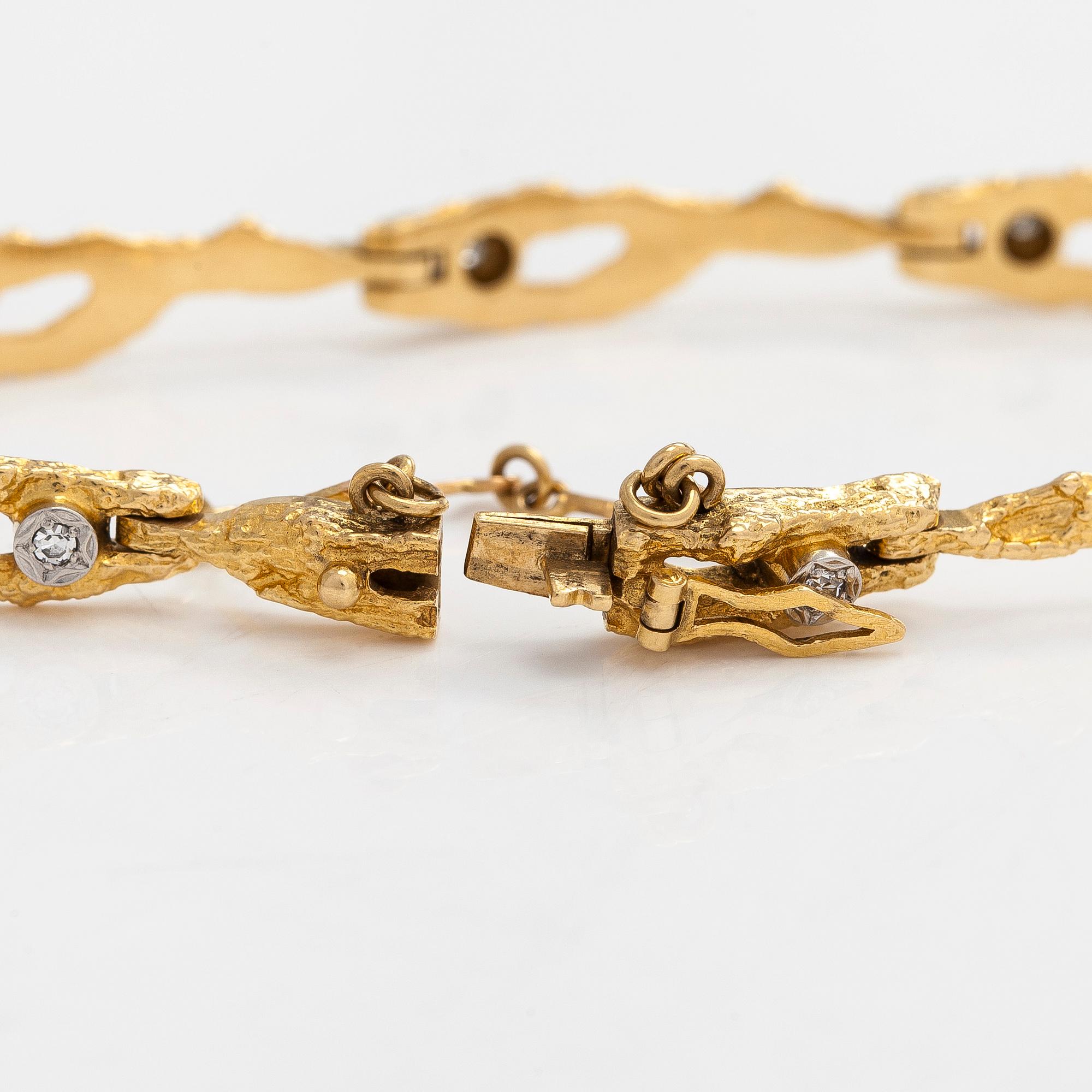 Björn Weckström, an 18K gold bracelet 'Diamond pond' with diamonds for Lapponia 1973.
