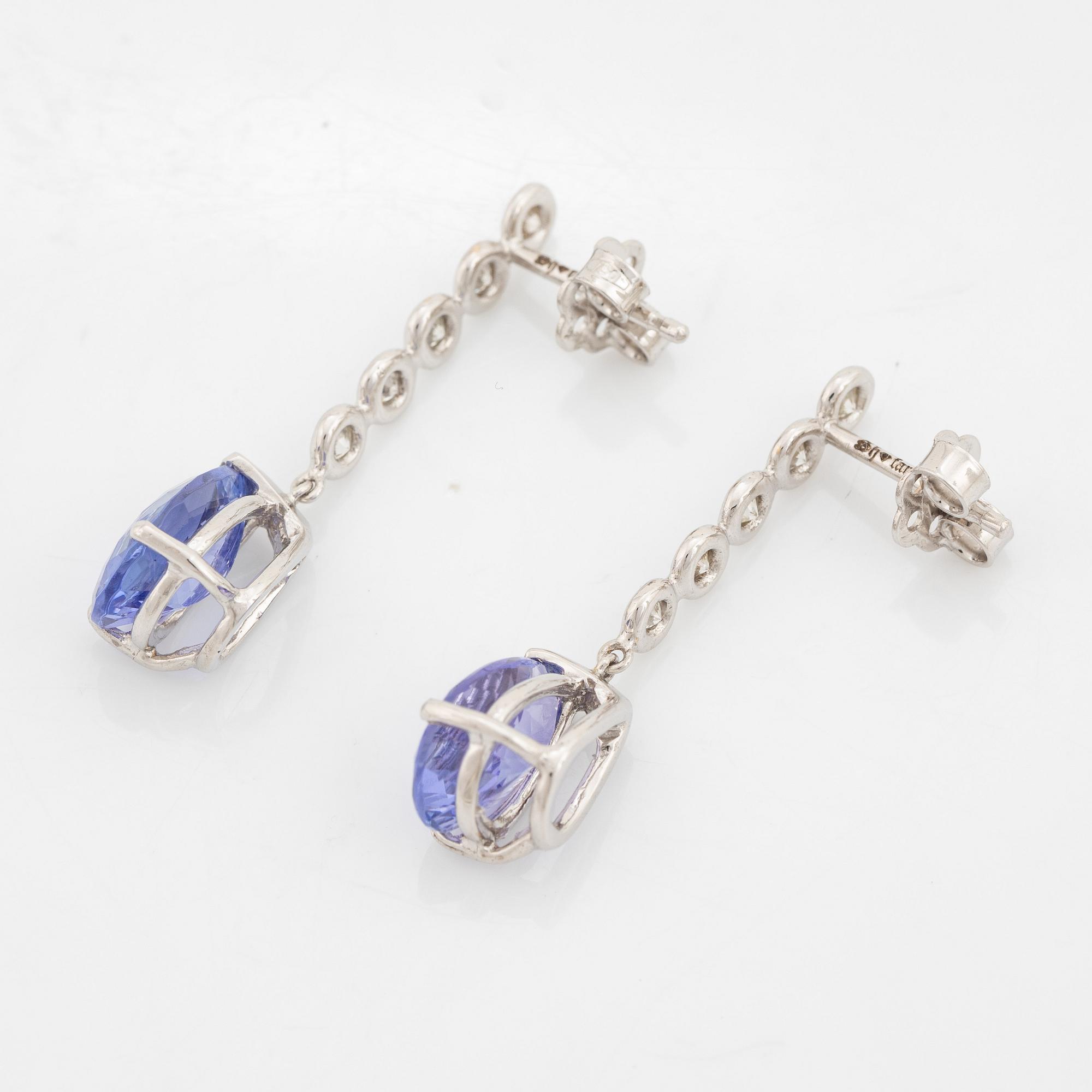 Tanzanite and diamond earrings.
