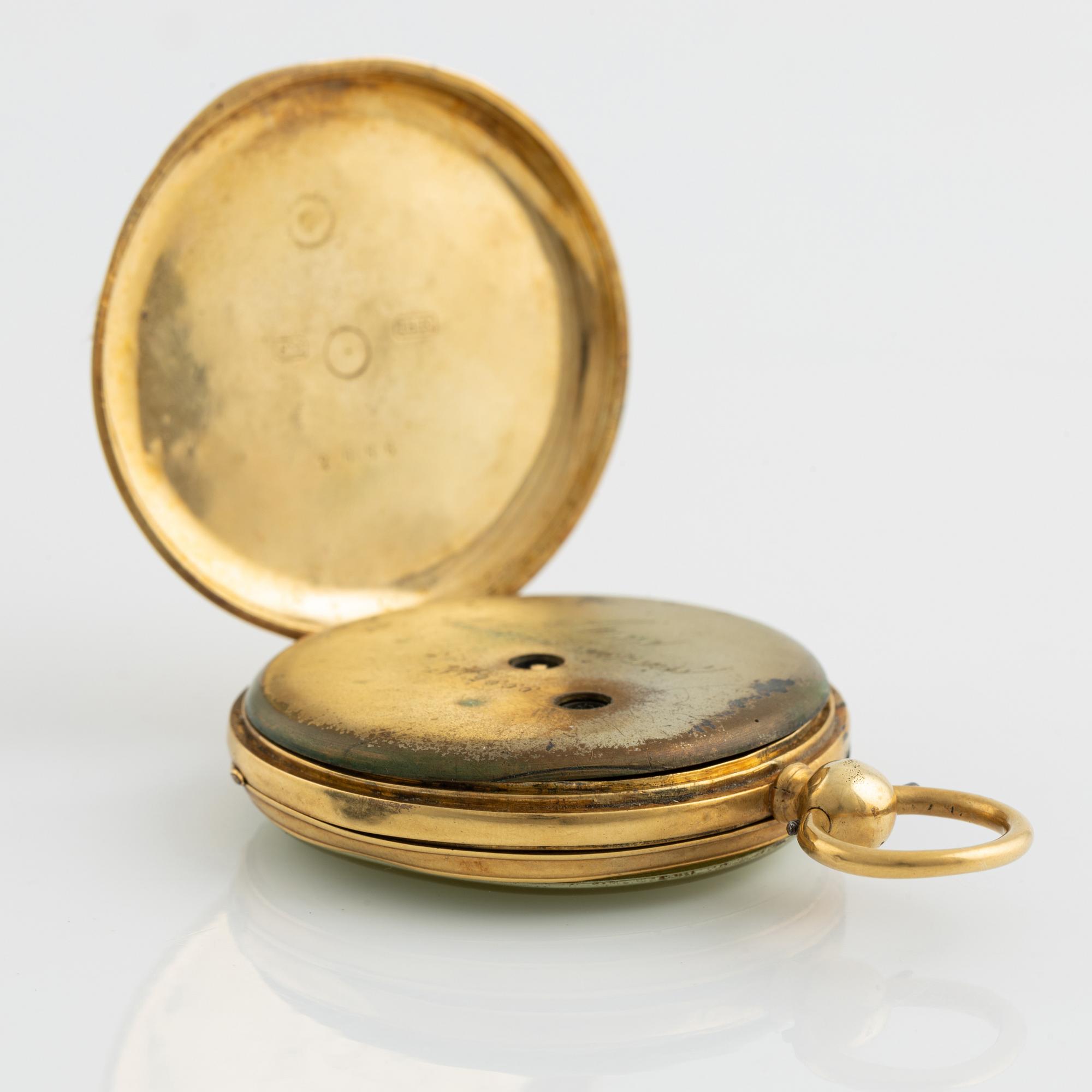 Pocket watch, 18K gold, 44,5 mm.