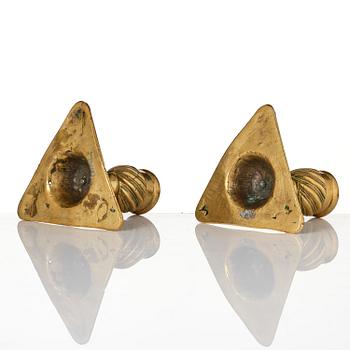 A pair of rococo brass candlesticks by Petter Hemming (master in Stockholm 1771-1807), 1772.