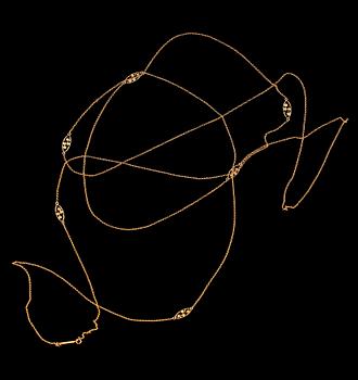 KEDJA, 18 k guld, GD & C. Vikt ca 17 gram.
