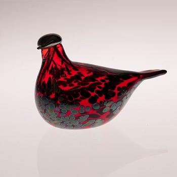 FIGURIN, glas, "Ruby Bird", signerad O. Toikka, Nuutajärvi.