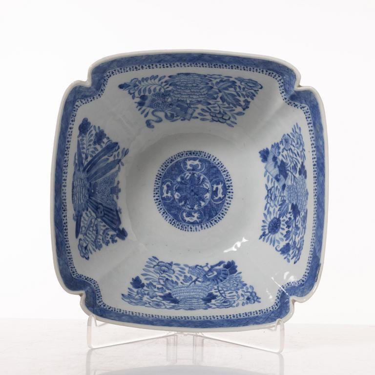 A group  of three serving dishes, a serving bowl, a cup, and seven plates, porcelain, including China 18th century.