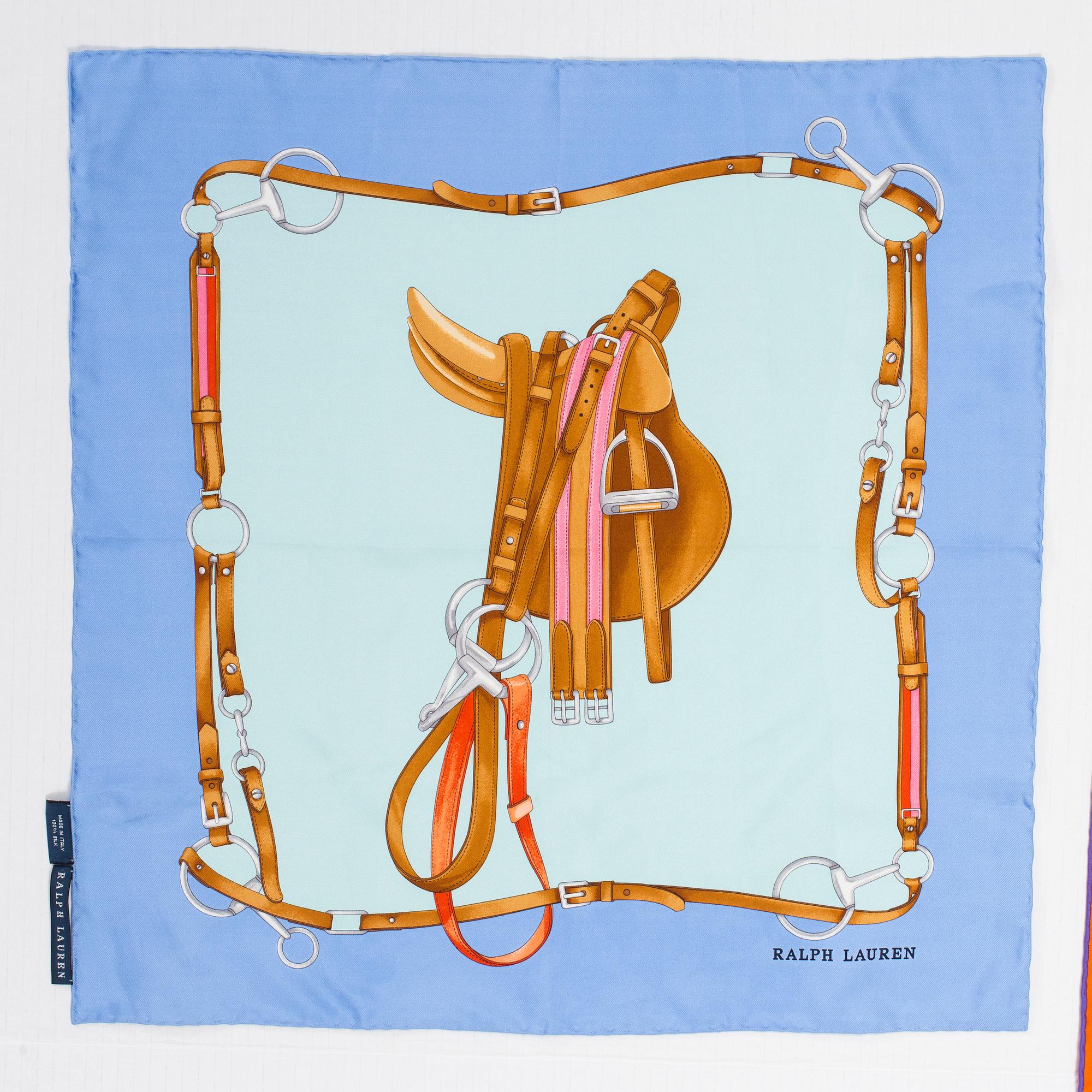 Three silk scarves by Ralph Lauren.