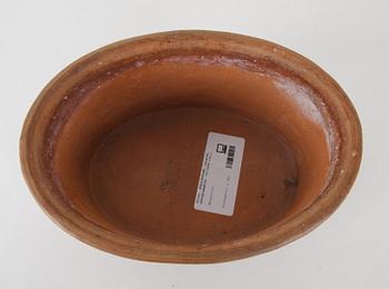 PUDDINGFORM. Lergods, monogrammärkt -63(1800-tal.).