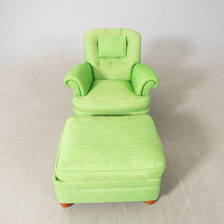 Josef Frank, armchair with footstool, model 336 late 20th century.