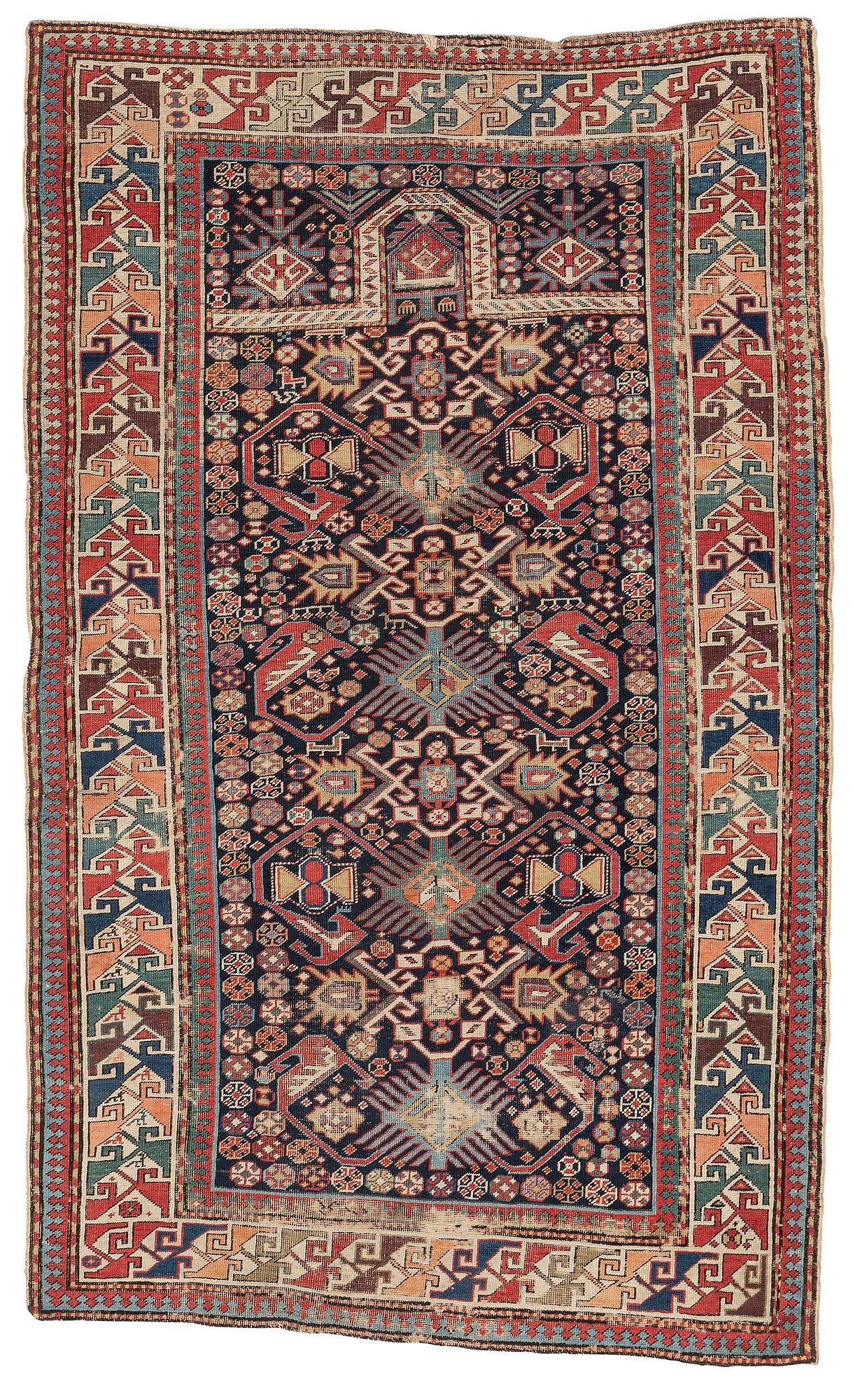 An antique Kuba prayer rug East Caucasus, c. 192 x 119 cm.