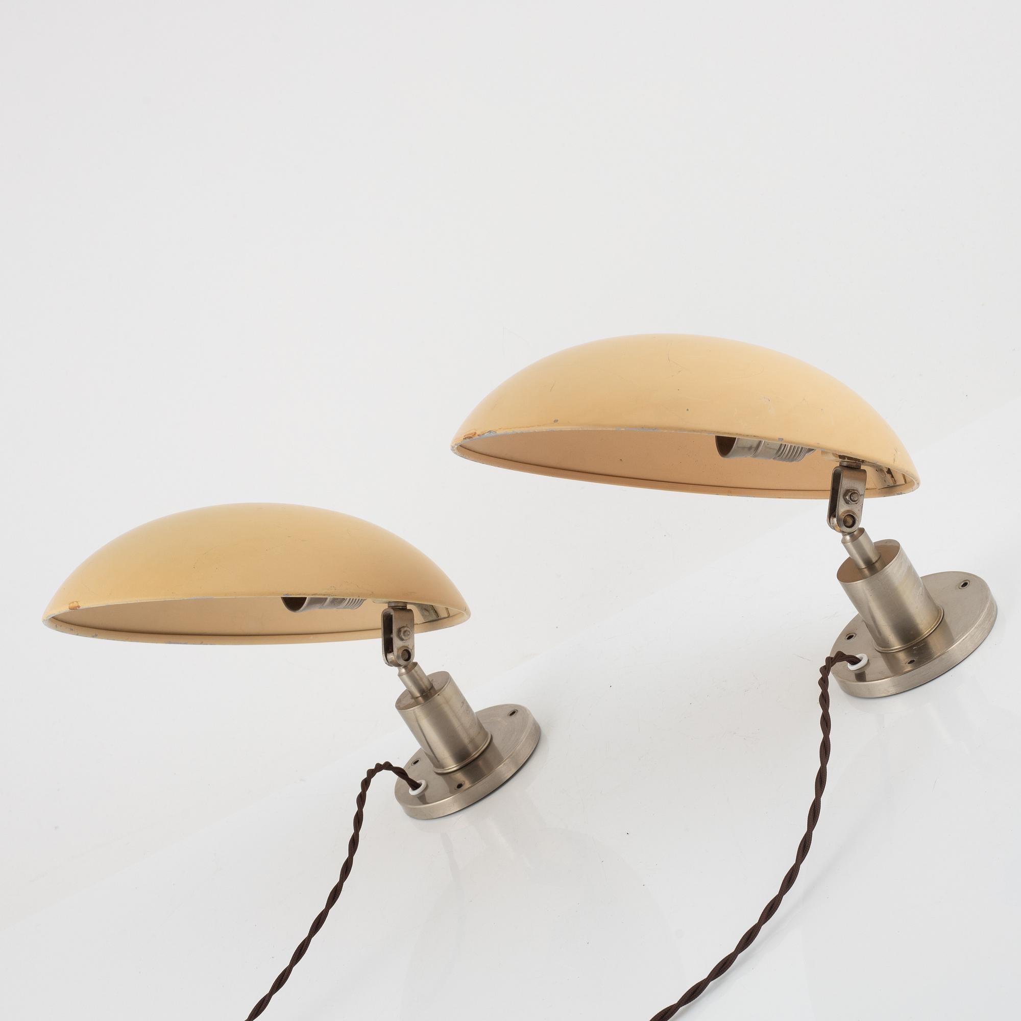 Harald Notini, vägglampor 1 par, modell "8385", Arvid Böhlmakrs Lampfabrik, 1930-tal.