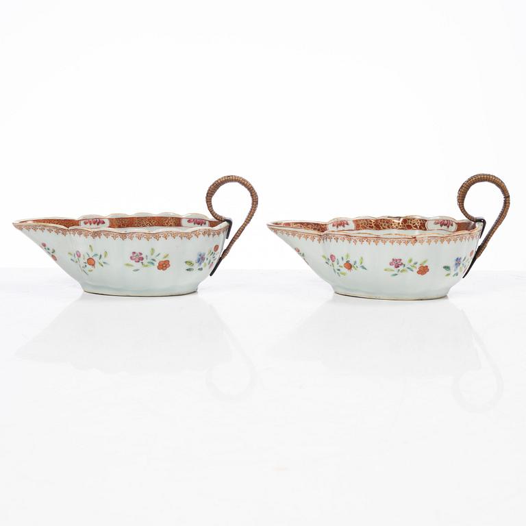 A pair of porcelain sauce bowls, China, Qianlong (1736-95).