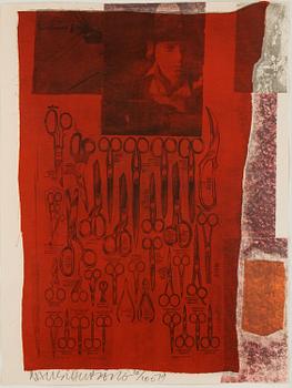 Robert Rauschenberg, färgserigrafi och collage, 1979, signerad  6/100.