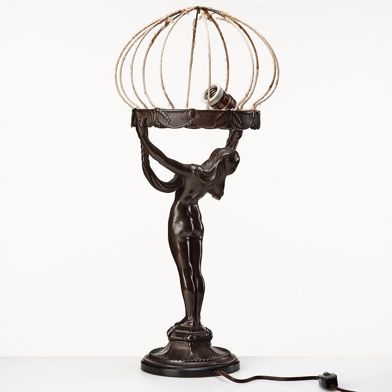 Alfred Ohlson, bordslampa, Herman Bergmans Gjuteri, Stockholm, jugend, 1910-20-tal.