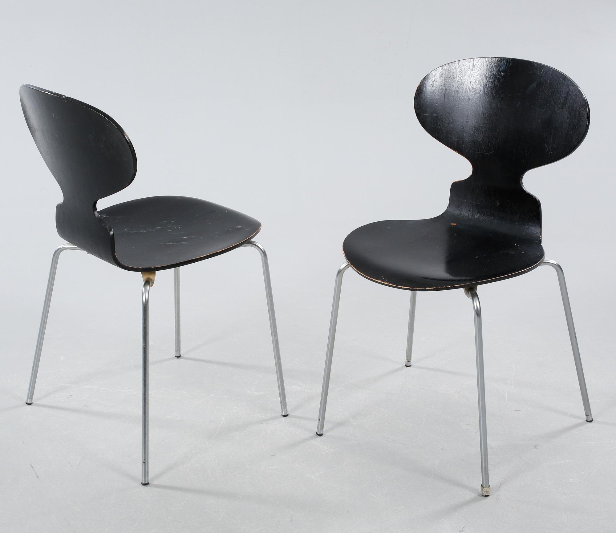 Four chairs, model Myran, designed by Arne Jacobsen for Fritz Hansen, made 1969.