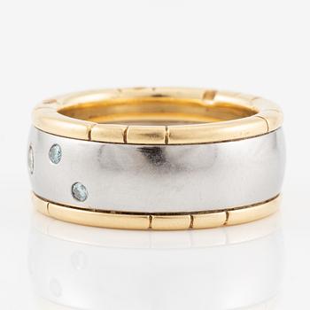 Ring 18K guld och stål med runda briljantslipade diamanter, Darsy.