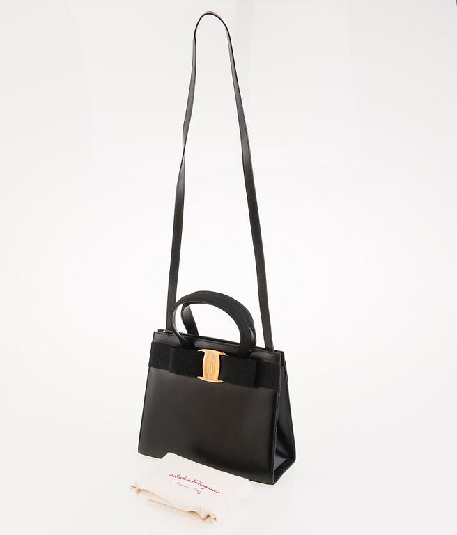 Salvatore Ferragamo, Vara Bow Black Leather and Ribbon Handbag.