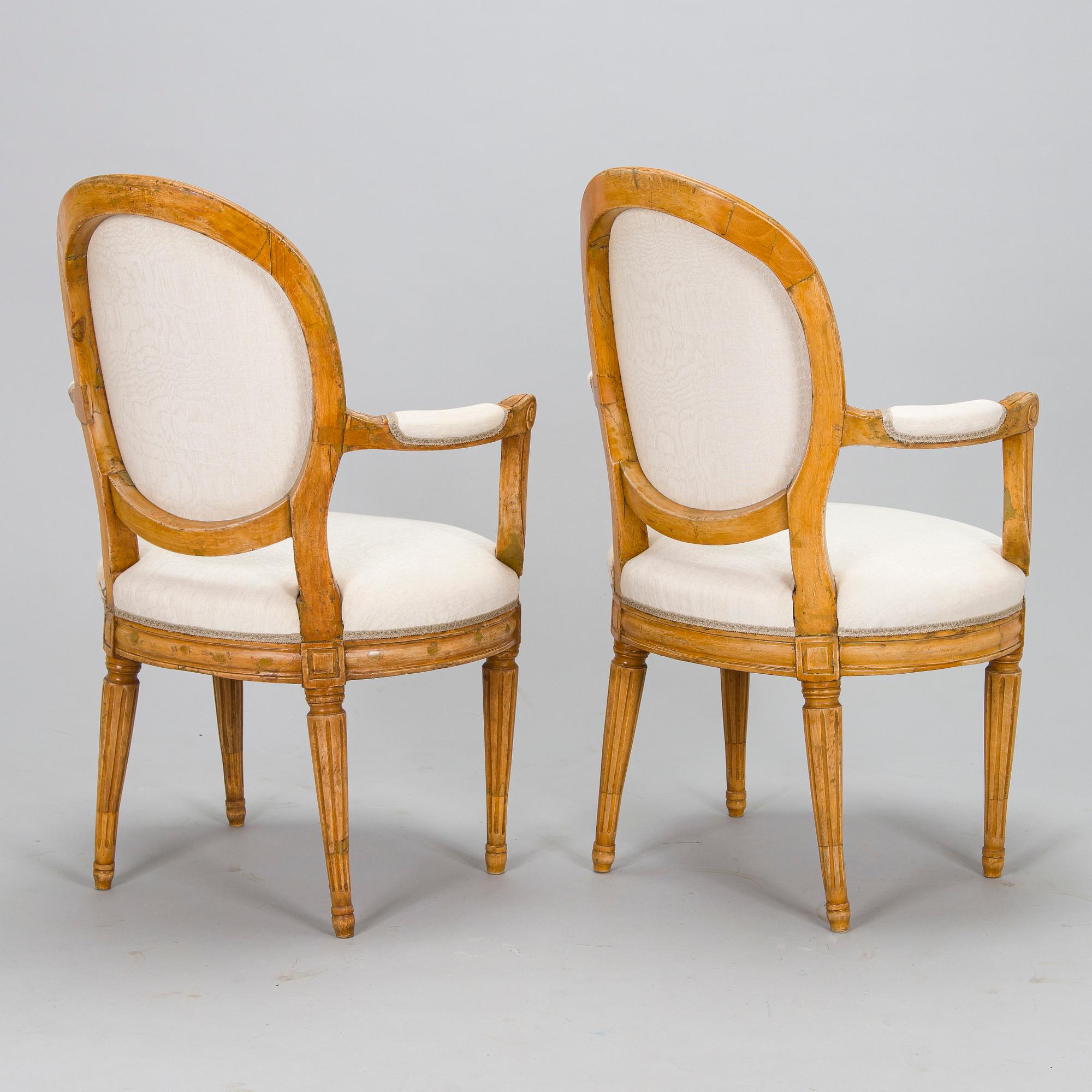 A pair of Gustavian armchairs, 18th century.