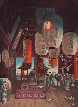 Eisho Narazaki, The Interior of Asakusa Kannon Temple, (Asakusa Kanzeon no Naido).