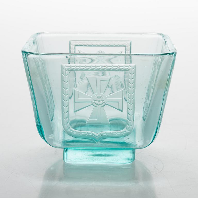 Antti Salmenlinna, malja, "Mottimalja" Riihimäen Lasi Oy 1940-luku.