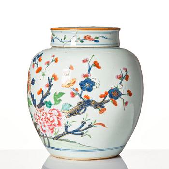 A famille rose jar with cover, Qing dynasty, 18th Century.