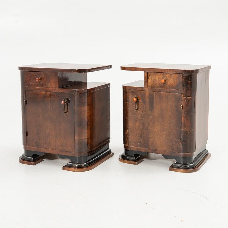 Bedside tables, a pair, first half of the 20th century.