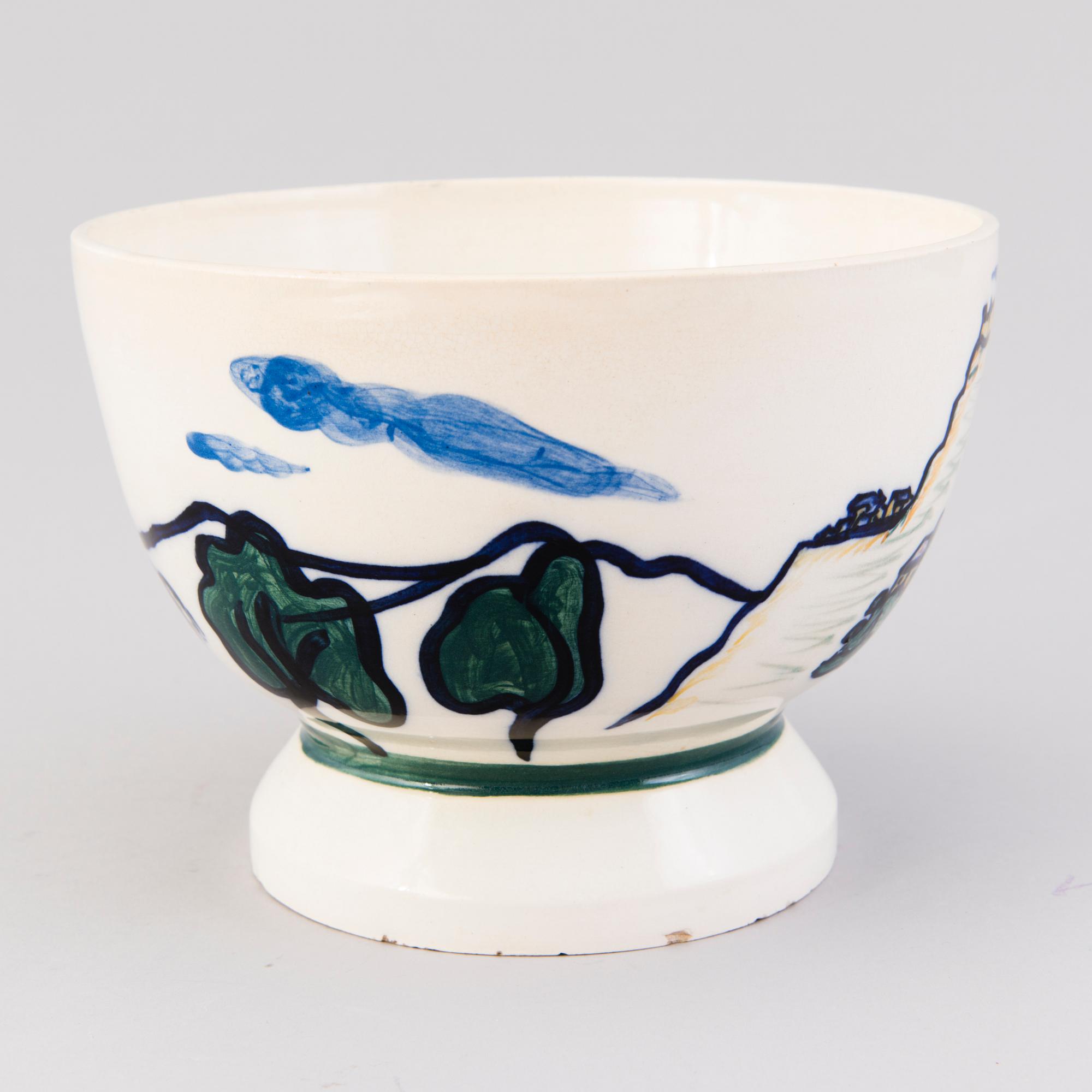 GERDA THESLEFF, malja, keramiikkaa,  signeerattu GT, Arabia.