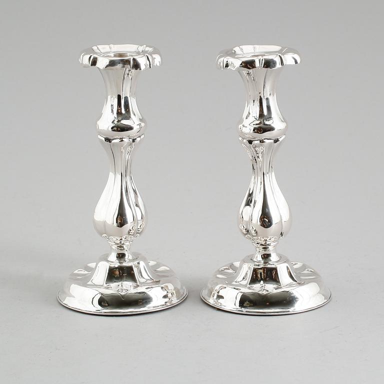 LJUSSTAKAR, 1 par, silver, svenska stämplar 1854.