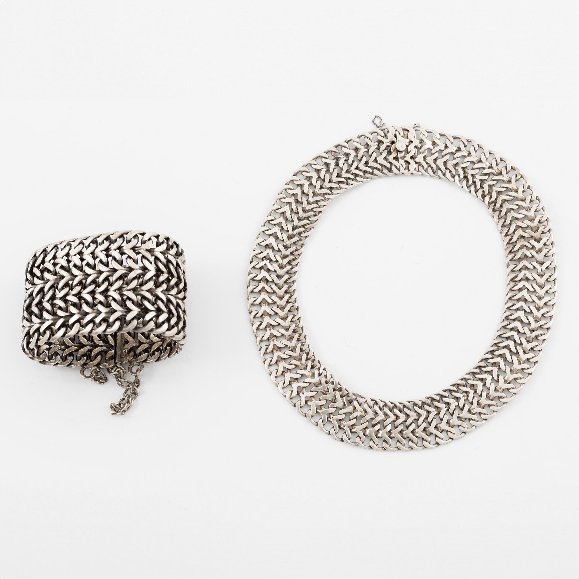 Necklace and bracelet silver, likely Mexico.