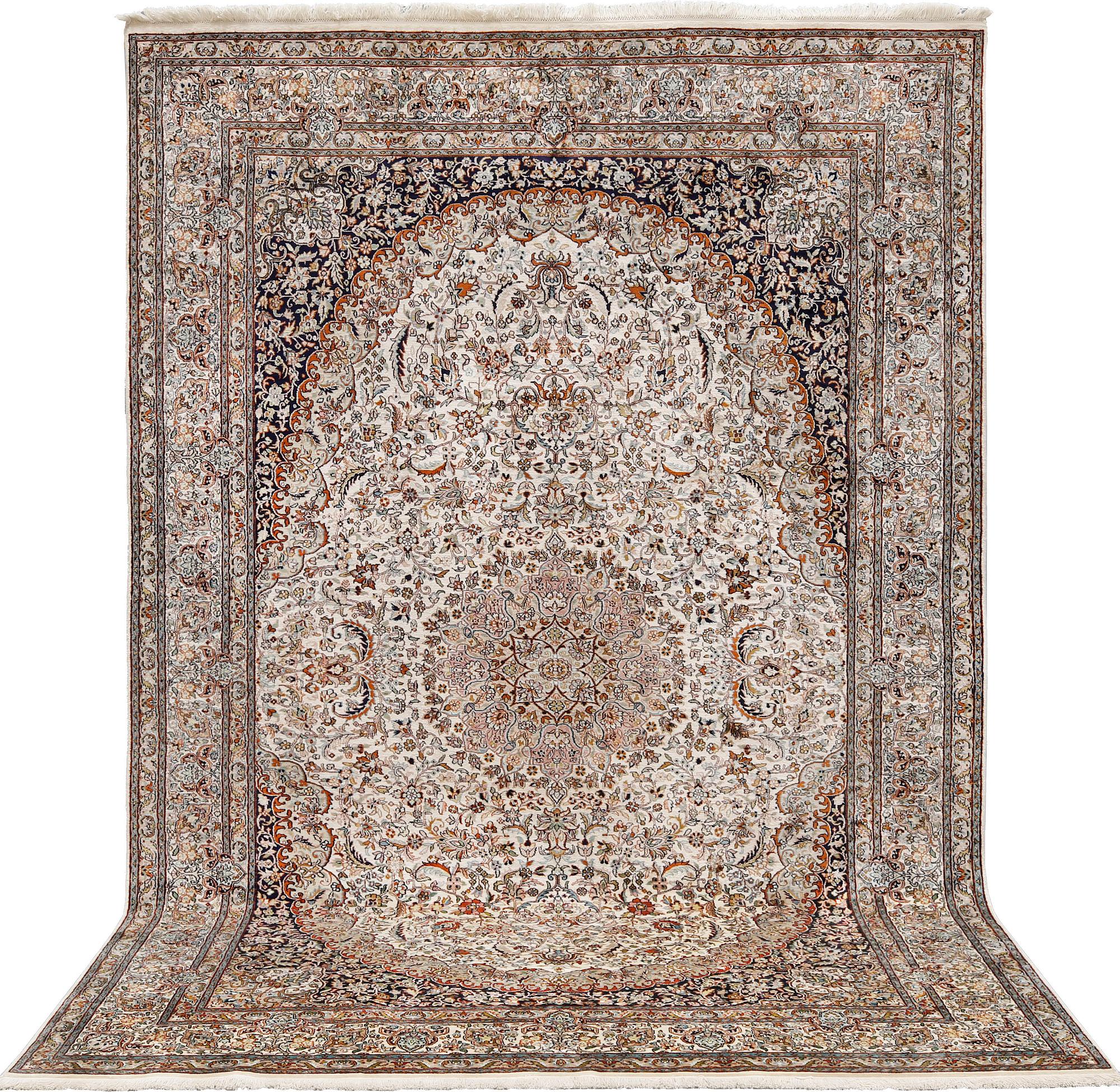 A silk Kashmir carpet, approx. 300 x 200 cm.