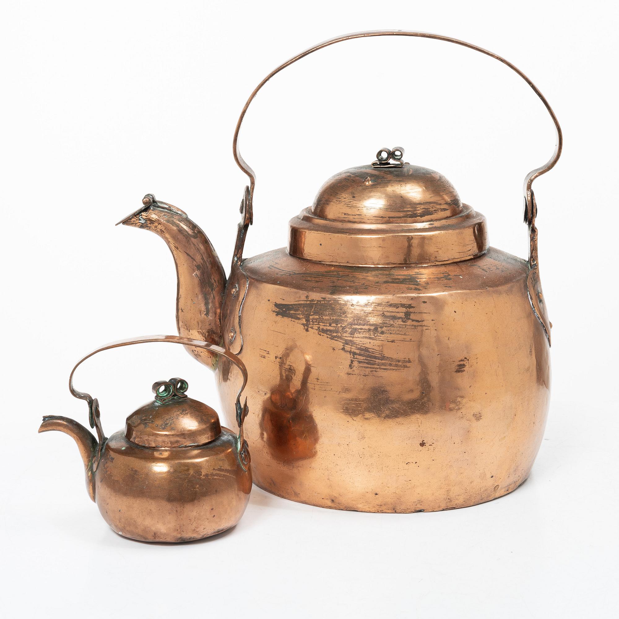 Coffee pots, 2 pcs, copper, Sweden, 18th/19th century.