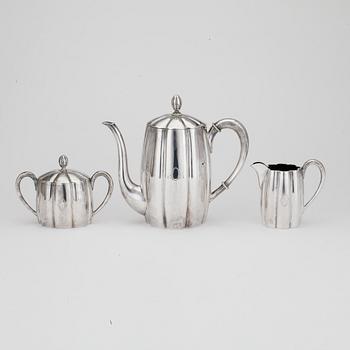 KAFFESERVIS, 3 delar, silver. 1933. Totalvikt ca974g.