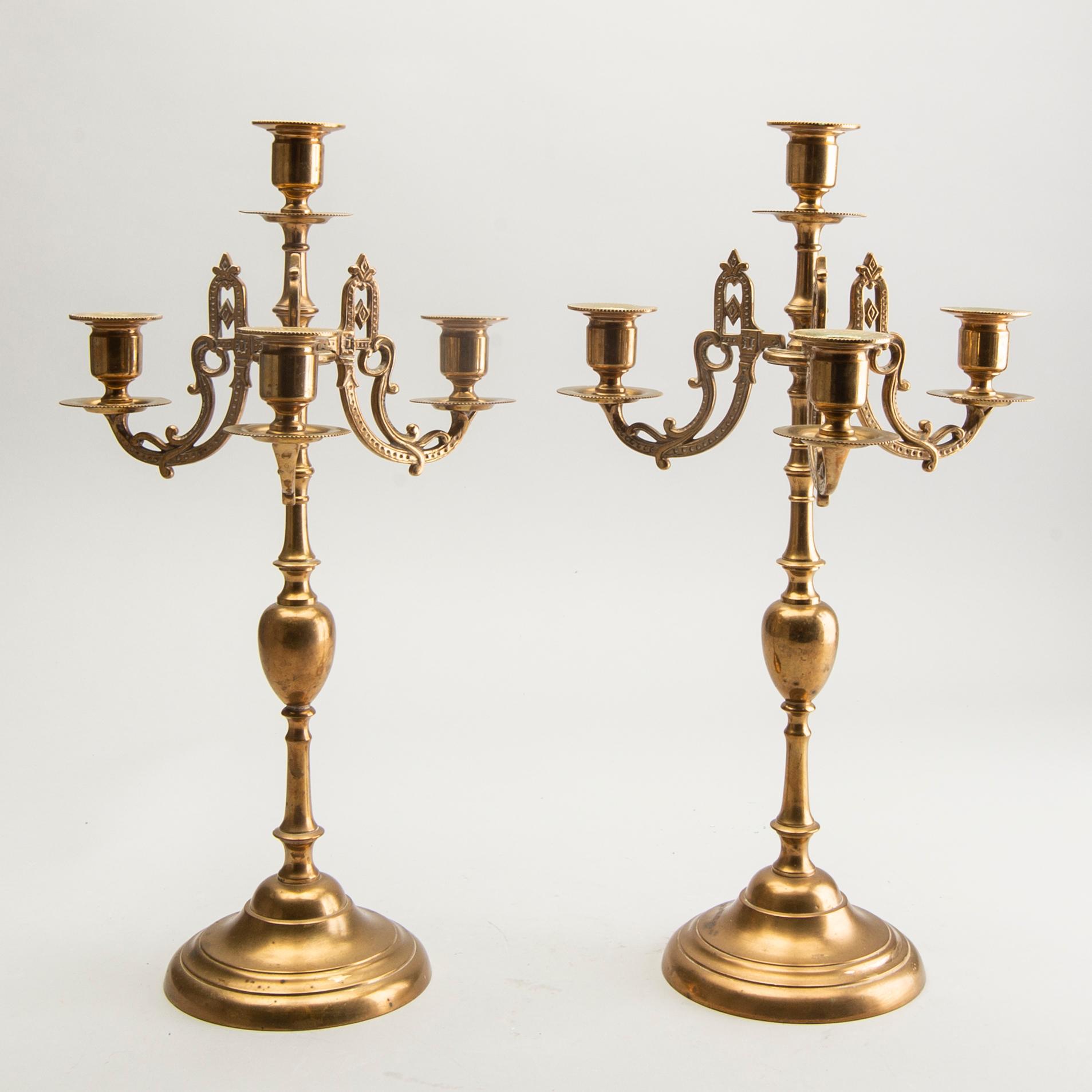 Gusum, Candelabra, a pair, No. 2, brass, 20th century.