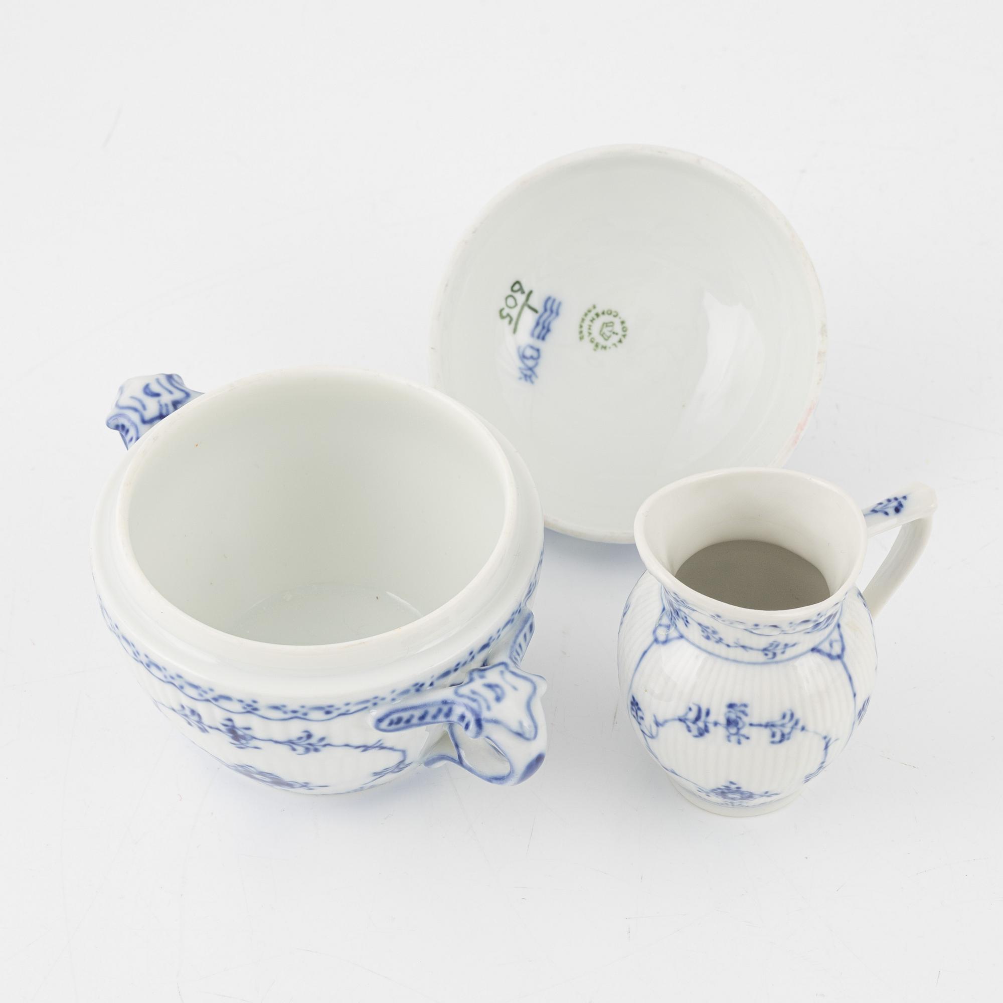 Kaffeservis, porslin, 11 delar, "Musselmalet", halvblonde, Royal Copenhagen, Danmark.