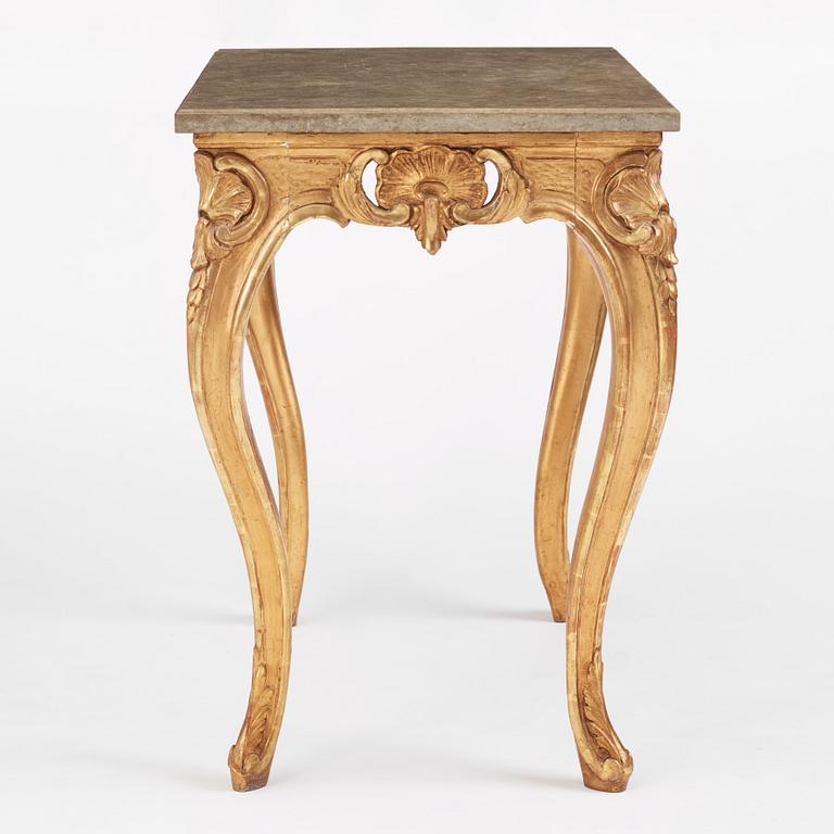 A Swedish rococo-style giltwood table, Stockholm, 19th century.