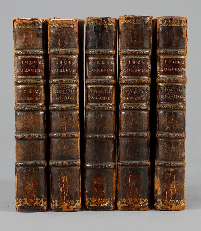 BOKVERK, 5 volymer, "Recueil de pieces curieuses et Nouvelles", 1694-1696.