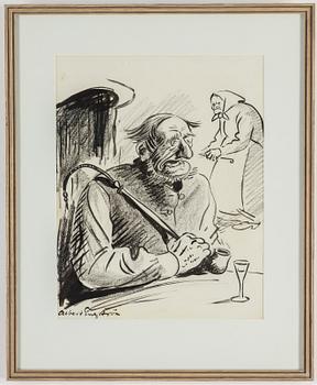 ALBERT ENGSTRÖM, ink drawings, 13, signed.