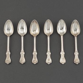 Gustaf Möllenborg, dessertskedar 6 st, silver, Stockholm 1850 och 1854 (Möllenborg-Feron).