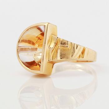 RING, 18K guld och citrin, Björn Weckström, Lapponia, Finland 1980-tal.