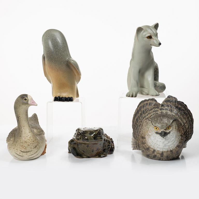 Paul Hoff, Figurines, 5 pieces, Gustavsberg for NK, Nordiska Kompaniet in collaboration with WWF.
