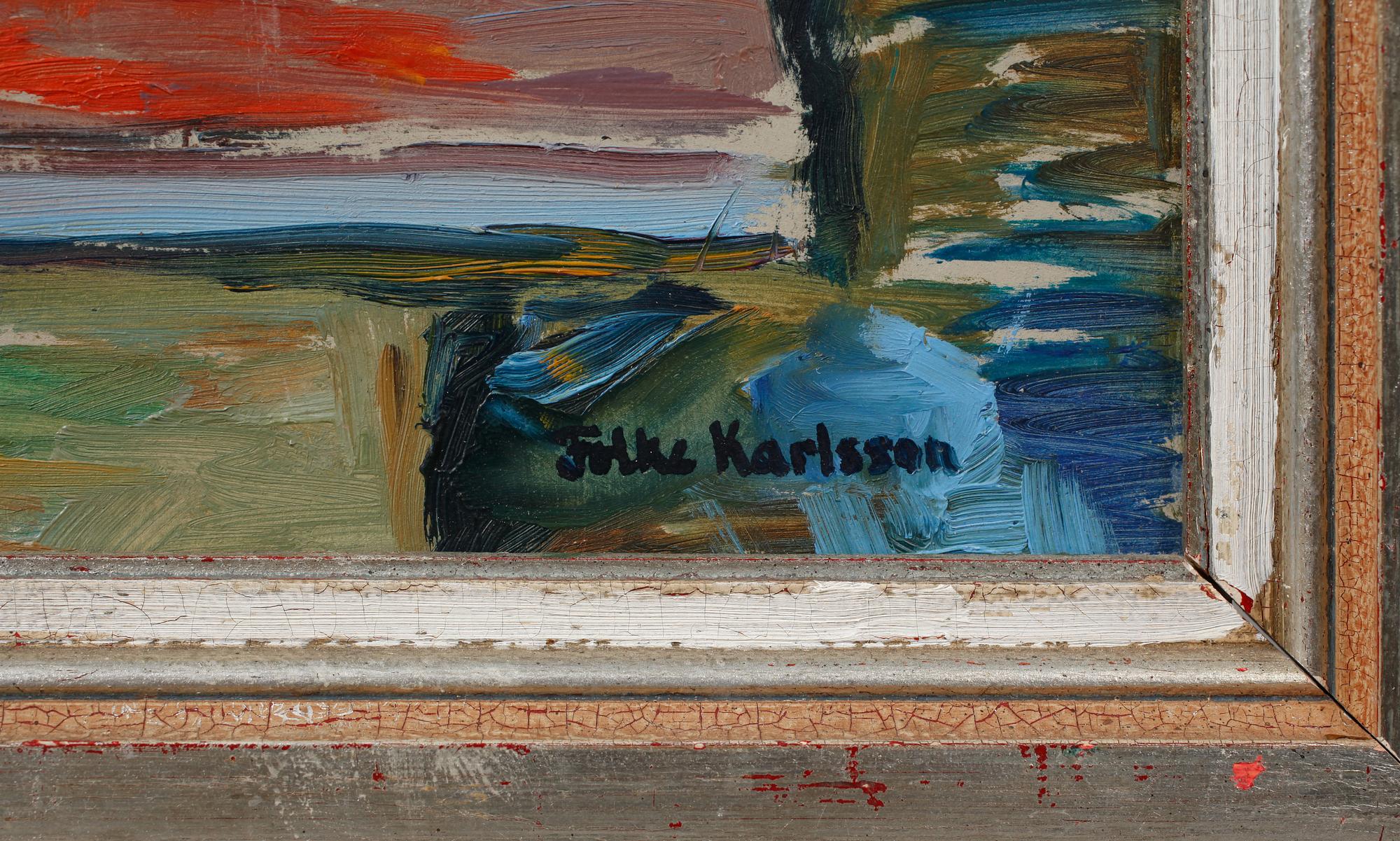 FOLKE KARLSSON, olja på pannå, signerad.