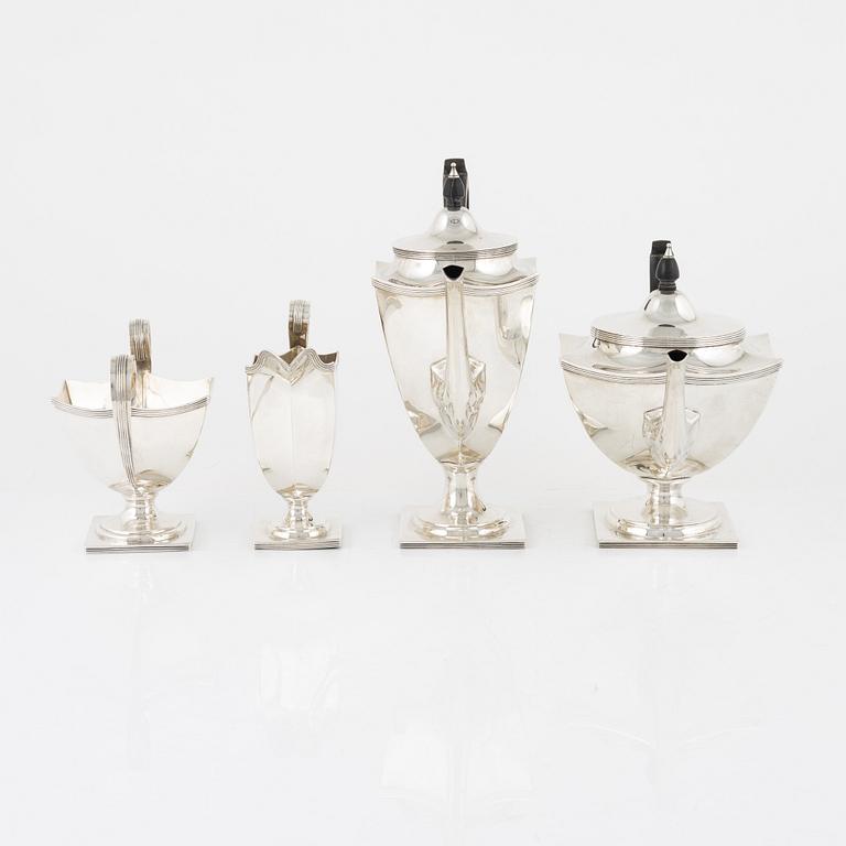 An English Coffee and Tea Service, silver, mark of William Hutton & Sons Ltd, Sheffield 1911 (4 pieces).