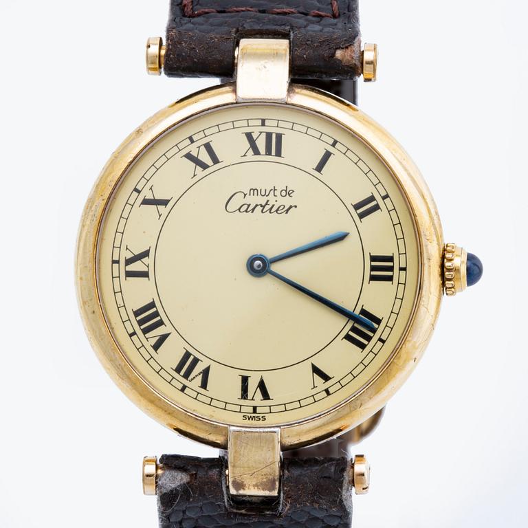 Cartier wristwatch, gilded silver, "Must de Cartier", 30 mm, quartz movement.