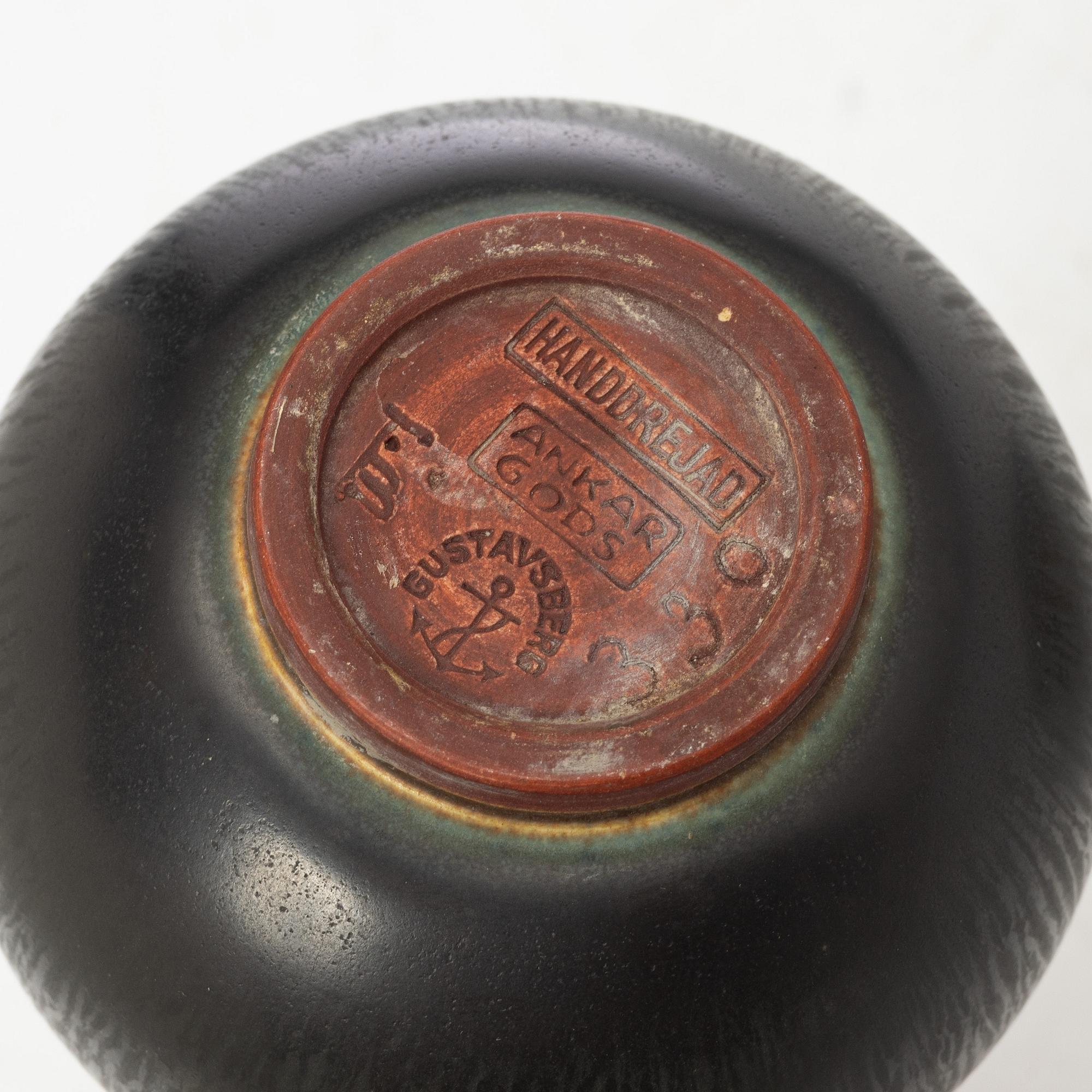 Berndt Friberg, vas och skål, stengods, Gustavsberg, ankargods, 1939-44 och Gustavsbergs Studio 1961.