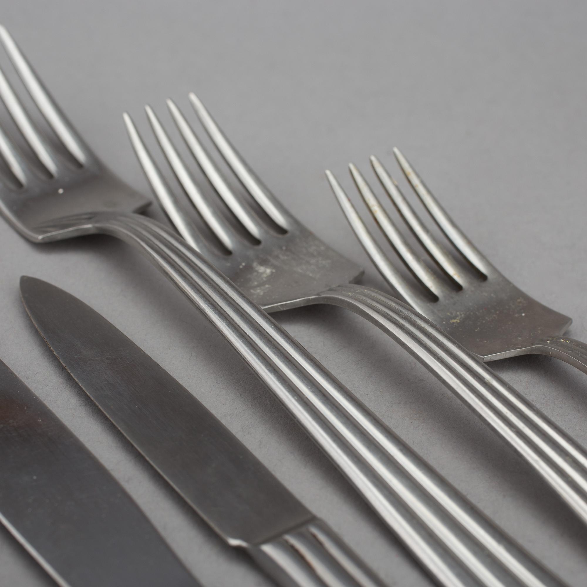 BESTICKSERVISDELAR, 129 st, rostfritt stål, Thebe, Folke Ahrström, Gense. Formgivna 1944.