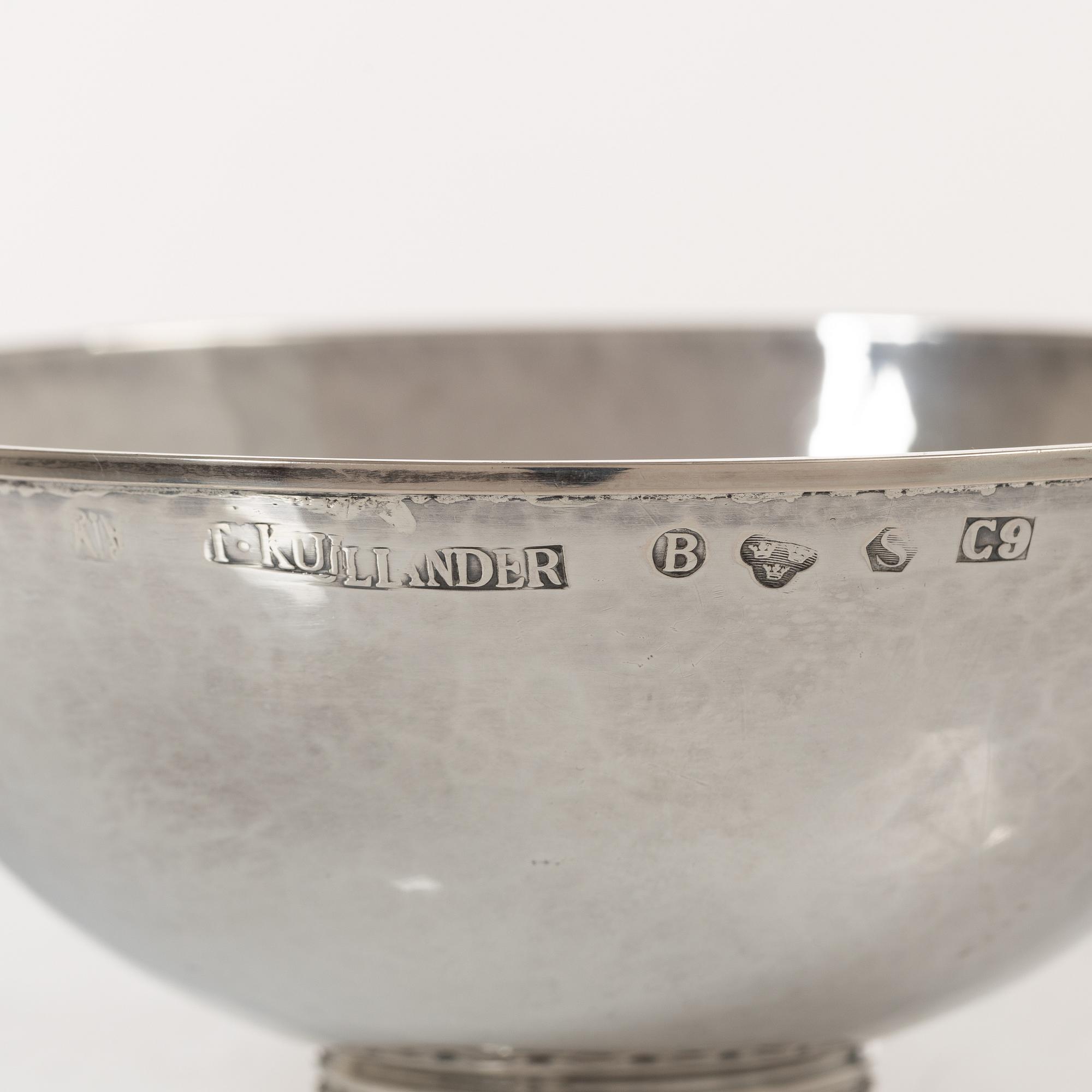Tore Kullander, skål och ljusstakar, ett par, silver, Borås 1953.