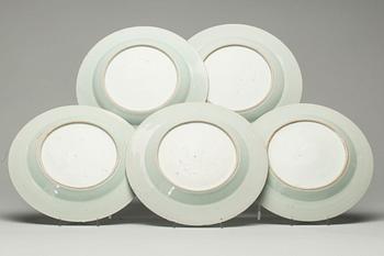 TALLRIKAR, 5 stycken, Kina, omkring 1800.