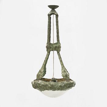 Alice Nordin, taklampa, jugend, patinerad brons, omkring 1900.