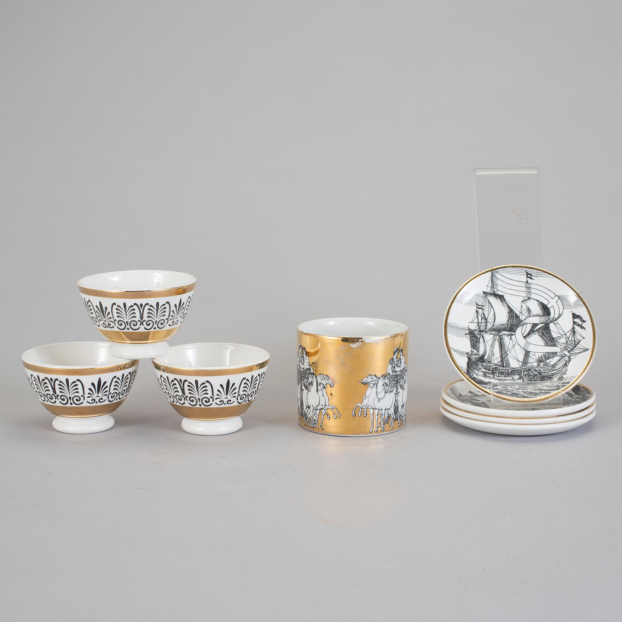 PARTI KERAMIK, 8 st, flintgods, Fornasetti, Italien, 1900-talets mitt.