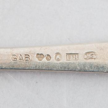 Jacob Ängman, 18 silver spoons, 'Rosenholm', GAB, Stockholm and Eskilstuna, 1943-91.