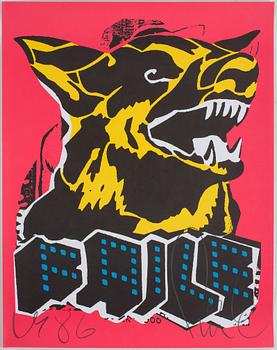 FAILE, "Dog Black Light", print-Multiple , offset, Unnumbered limited edition, signed & studio embossed 2015.